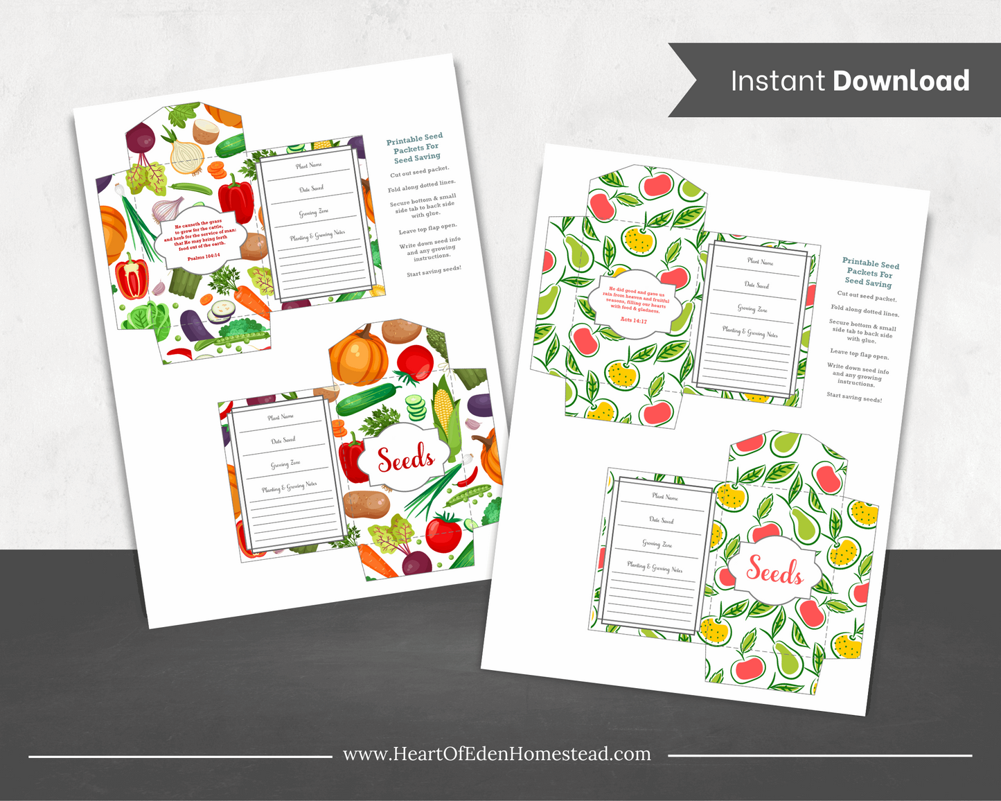 Printable Homestead Seed Packet Bundle