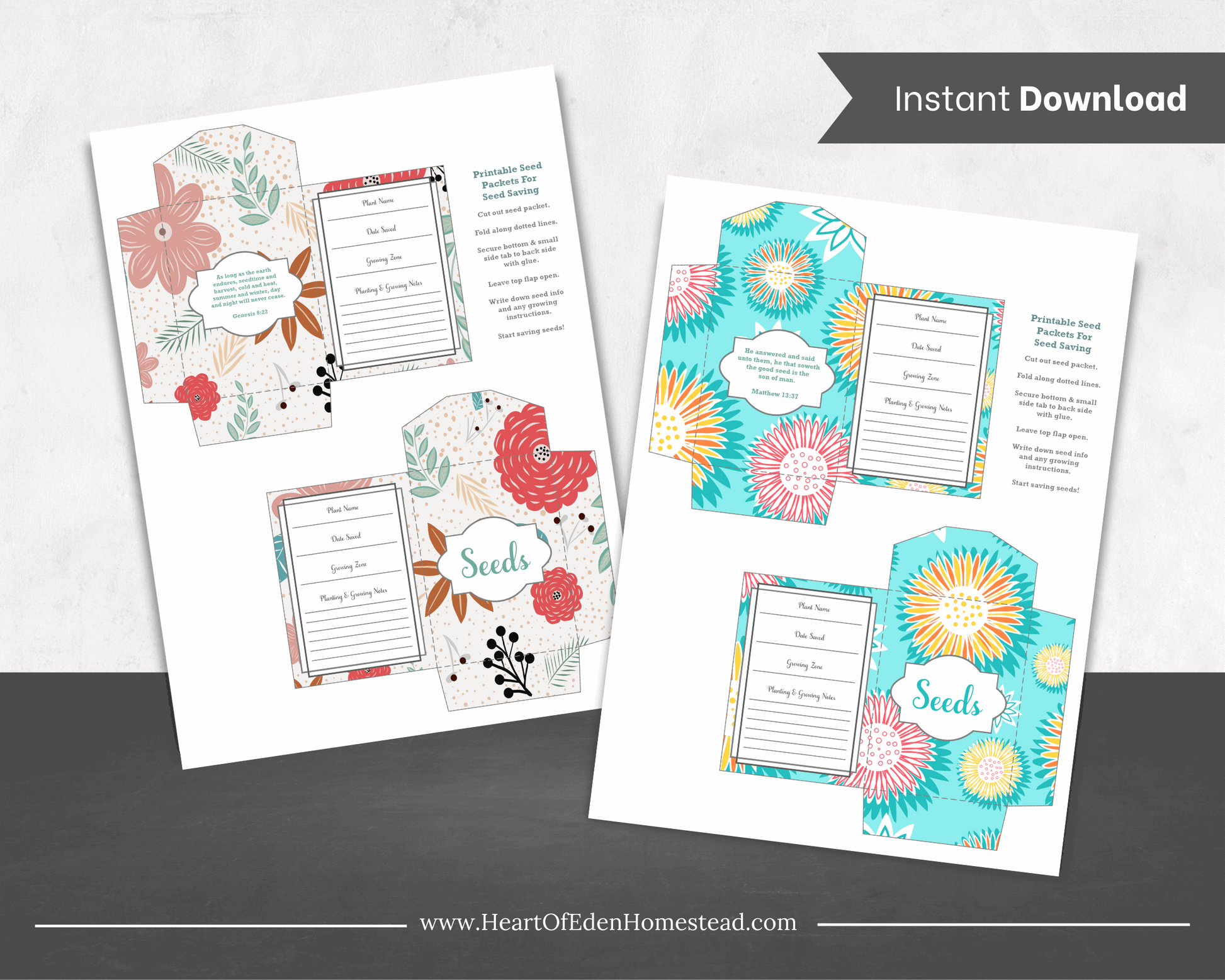 Printable Homestead Seed Packet Bundle