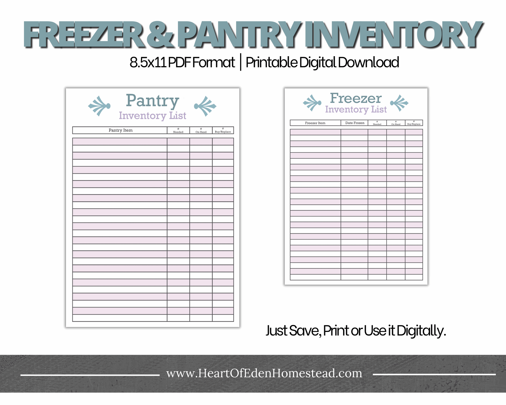 Grocery Inventory List Printable PDF