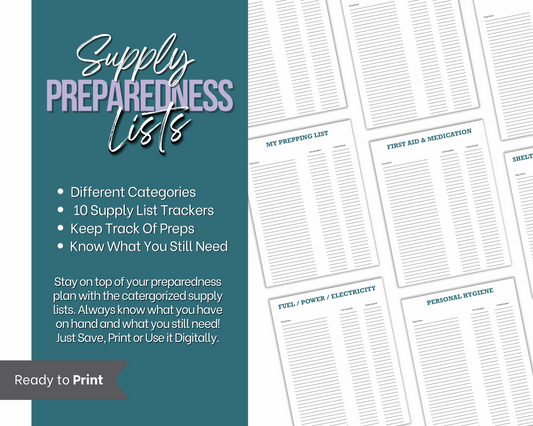 Printable Prepper Supply Checklist Bundle