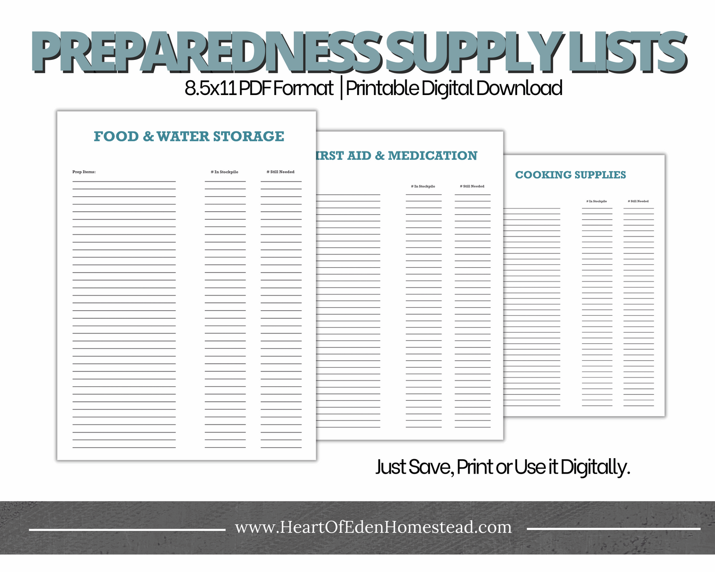 Printable Prepper Supply Checklist Bundle